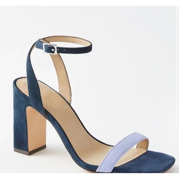 Ann Taylor Suede Blue Multicolor‎ Block Heels size 8.5 - Picture 1 of 10